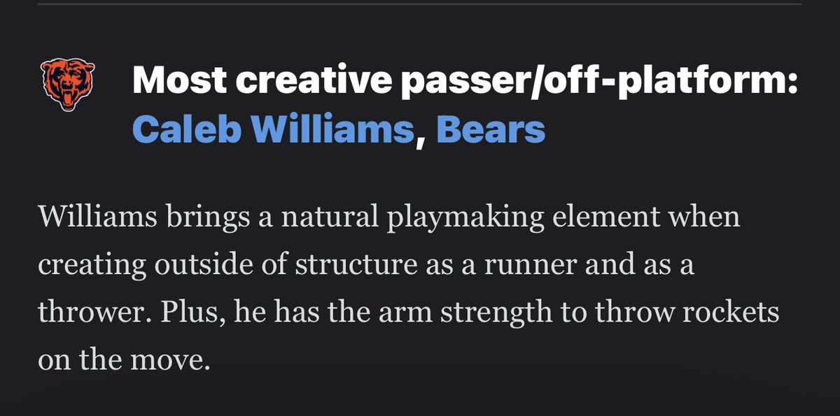 Bears_Dubz's tweet image. 5 #chicagoBears made @espn’s best players at their position list. QB Caleb Williams, OL Darnell wright OL Drew Dalman and OL Joe Thuney and S Kevin Byard