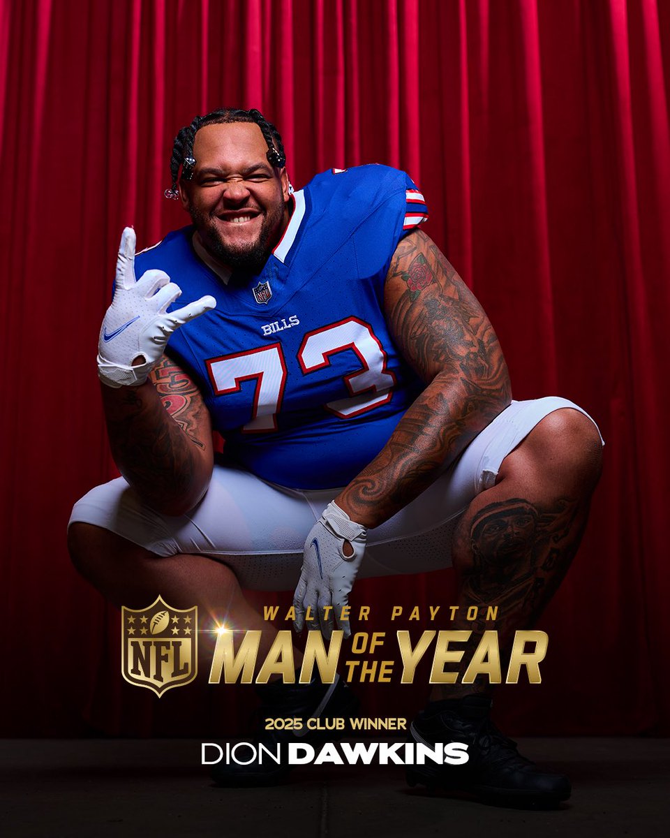 Congratulations to four-time Walter Payton Man of the Year Club Winner Dion Dawkins. 👏

#WPMOYChallenge + <a href="/DDawkins66/">Dion Dawkins</a>