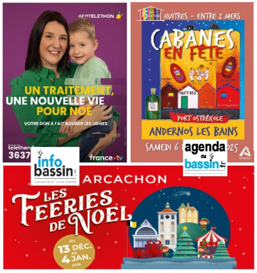 SORTIES sur le #bassindarcachon! Voir 📷 infobassin.com/sorties-25-12-…
Cabanes en fêtes, villages de Noel, Téléthons, autres animations et films cette semaine.
#cabanesenfete #andernos #marchedenoel #arcachon #villagedenoel #telethon2025 #agendadubassin