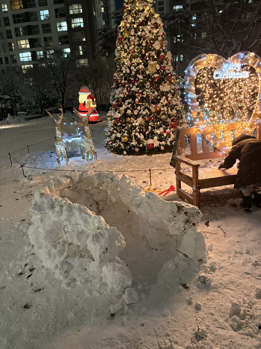 anyjava's tweet image. 으악 아이가 이글루 만들어 달래서 만듦. 
막 노동이네 이거 😅