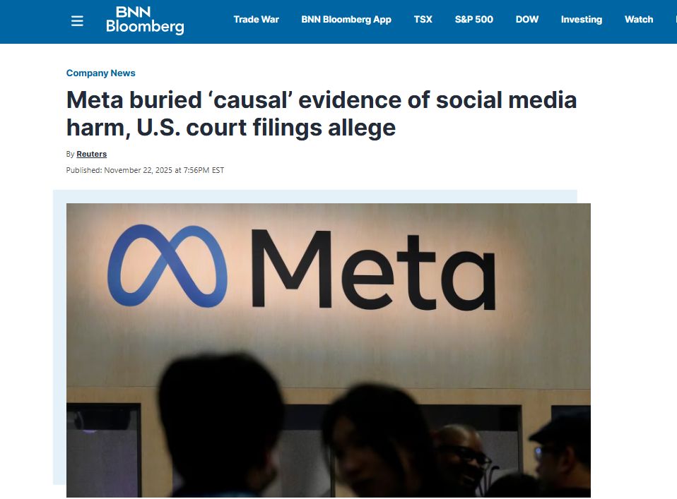 mmtchi's tweet image. Meta a enterré des preuves d&apos;effets négatifs sur la santé mentale de Facebook et Instagram

Un projet de 2020, Projet Mercury, étudiait l&apos;effet de désactiver Facebook et Instagram.
Le résultat? Les gens qui les arrêtaient 1 semaine ont eu moins de sentiments de dépression,…