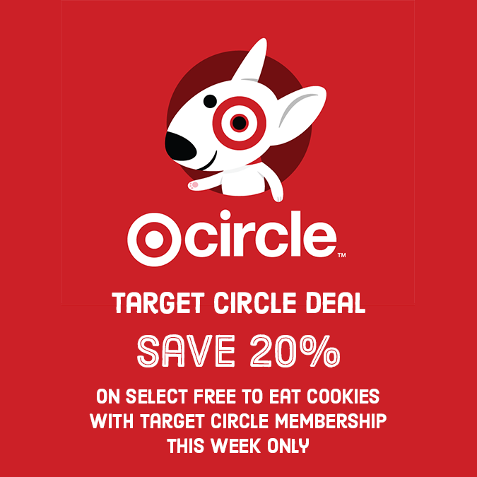 FreeToEatFoods's tweet photo. This week only Target Circle Members get 20% off Free To Eat cookies!!!

Thank you @Target for being such a great retailer and partner! https://t.co/ZqegwVByMg