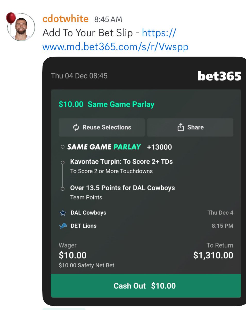 #Lions vs #Cowboys has <a href="/CdotWHITE18/">C.J.</a> attention tonight. 

What about you?

🚰 in - md.bet365.com/s/r/Vwspp

Get more plays from him, <a href="/BiscoBetsEV/">BiscoBetsEV</a>, <a href="/Dfsprodigy23/">Ant 🎲🎲</a> and other EV Mafia members in the Discord!

sharpduel.com/evmafia?ref=da…