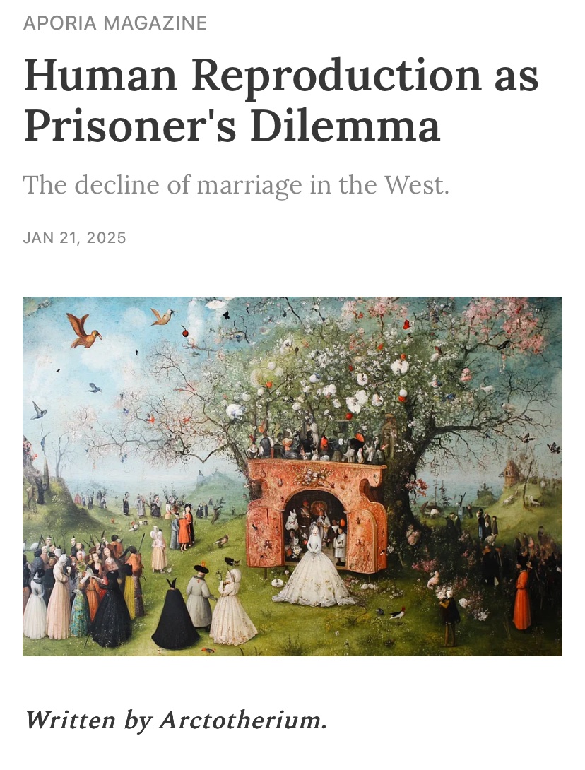 The problem of male-female pairbonding in modernity has been covered repeatedly, but still bears repeating because no solution has yet been found