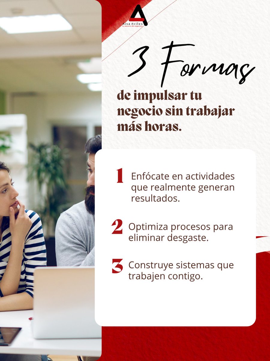 Feliz Día, aqui les dejo 3 formas para que impulses tu negocio.
Como siempre Aixa Aviles @tuasesoradenegocios
