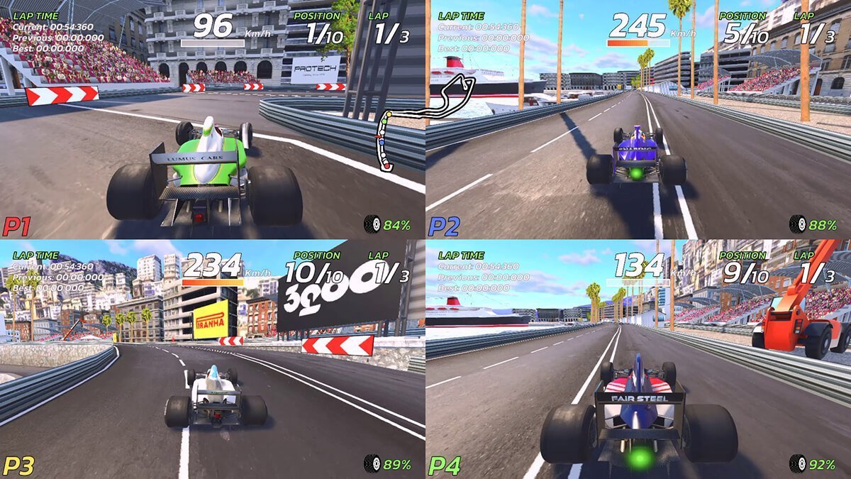 samplegorilla's tweet image. もどきとはいえども、令和の時代にフォンドメタル・AGS・コローニなど、伝説のテールエンダーが操縦できるゲーム『4PGP FOUR-PLAYER GRAND PRIX』4pgp.com