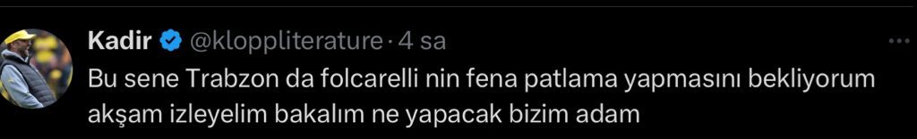 Trabzon un ilk lig maçından 2 saat önce atmıştım bunu Tim folcarelli kaprissiz,kibirsiz işini yapıyor