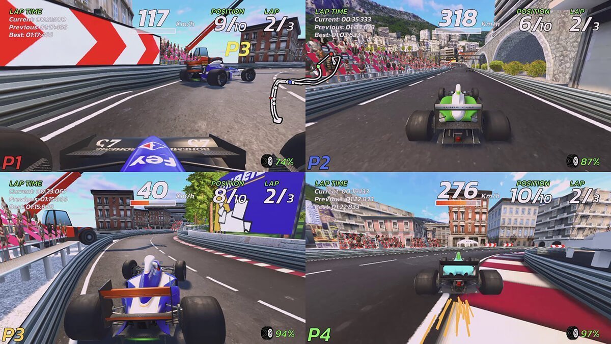 samplegorilla's tweet image. もどきとはいえども、令和の時代にフォンドメタル・AGS・コローニなど、伝説のテールエンダーが操縦できるゲーム『4PGP FOUR-PLAYER GRAND PRIX』4pgp.com