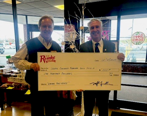 GCBHS's tweet image. #GCBHS would like to thank @RemkeMarkets for their $1000 donation in support of serving people who struggle with mental illness and substance use disorder. Joining Remke store manager Tim Bessler (left) is Ron Cropper, GCBHS VP of Development and HR. #LIFEchanging  #RemkeMarkets