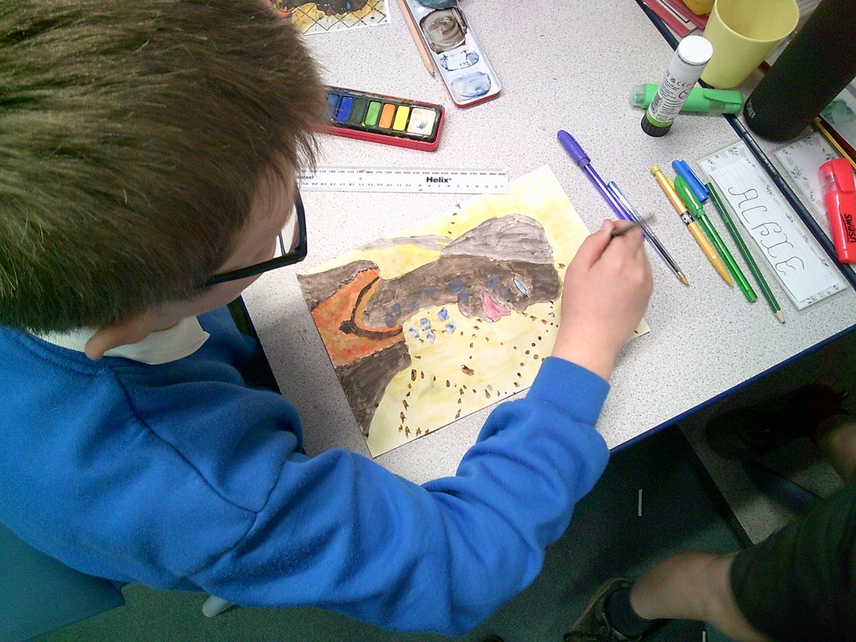 This week in Art, Year 5 &amp; 6 created a pastiche of Chris Ofili's work- No Woman, No Cry  They used sketching pencils and water colour paints.  The results were impressive. #PrimarySchoolArt #ChrisOfili