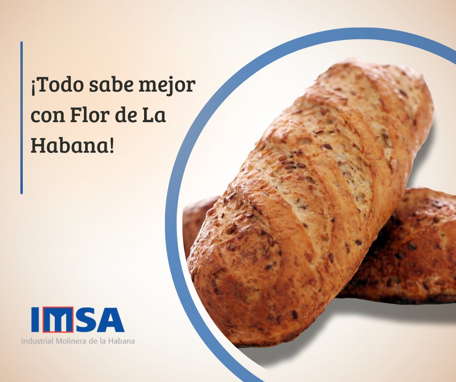 La fuerza que eleva cada masa. 
En Industrial Molinera de la Habana S.A. la harina de media fuerza Flor de La Habana garantiza volumen, textura y estabilidad en panadería profesional. 
#Harinas  #FlorDeLaHabana #IMSA