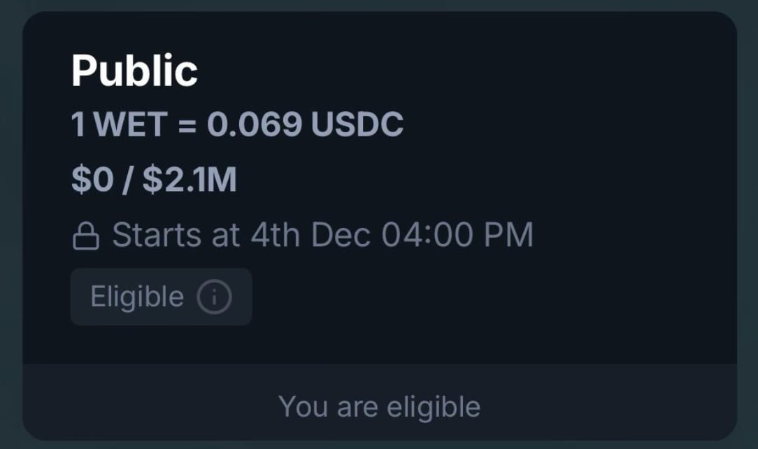 AdamKellven's tweet photo. 🚨 Don't miss out on the $WET HumidiFi token sale!

It's taking place on Jupiter DTF 👇🏻
📌 https://t.co/QeDHKn56GP

Now Phase 3 - Public Sale
- price 0.069 usdc 
- limit: 1000 usdc
- already started!

Be very fast! Time is LIMITED! ⏳
#HumidiFi  @HumidiFi https://t.co/TFGnxybW4p