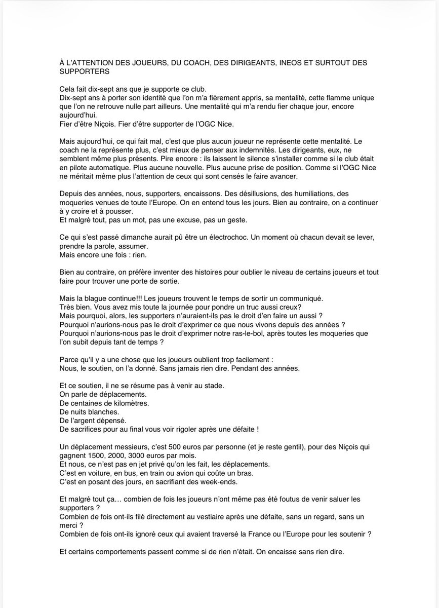 jelounissa's tweet photo. Mon post a été supprimé 🤣

A L’ATTENTION DES JOUEURS, STAFF, COACH, DIRIGEANTS ET SUPPORTERS. 

Si vous êtes d’accord, merci de partager en masse! 

#OGCNice https://t.co/6r52eExFoL