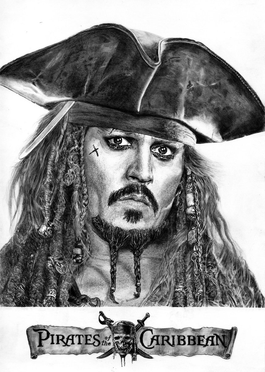 TheKW_Pics's tweet photo. ジャック・スパロウ描きました‼️🏴‍☠️
一番思い入れのあるキャラだし、ちょうどジョニーが来日してるのもあって気合い入りまくって描いてたら、まさかの40時間😂
今まで1枚に10時間以上かけたことなんてなかったのに、ロゴまで描いちゃって本気で燃え尽きました🔥
でもその分、達成感は半端じゃないです✨ https://t.co/GWIlvsUnU3
