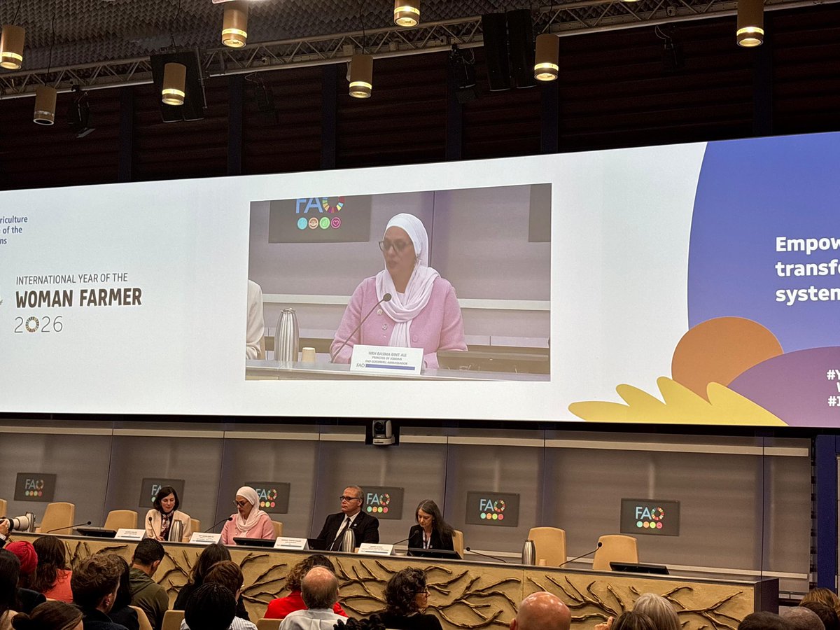 .<a href="/FAO/">Food and Agriculture Organization</a> launches the International Year of the Woman Farmer in Rome. HRH Princess Basma Bint Ali stresses that women drive much of our food production &amp; yet own <15 percent of agricultural land. Women across NENA do not wait for change, they lead it.
#IYWF2026