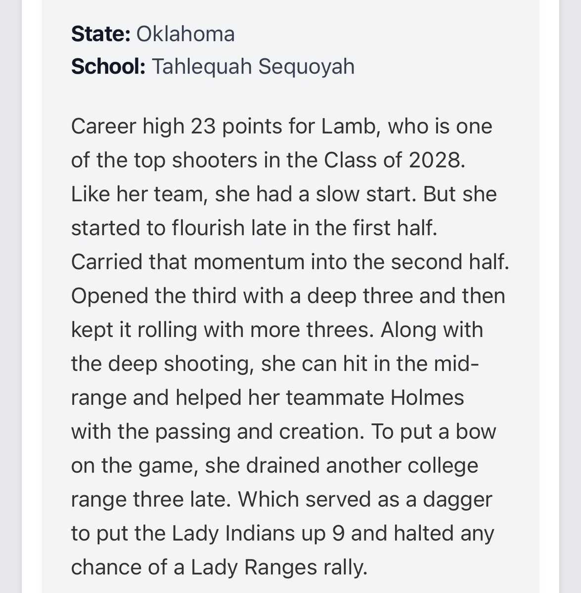 BrenlyLamb's tweet photo. Thank you @PGHOklahoma and @OKHoopsReport https://t.co/JqykjEsYVh