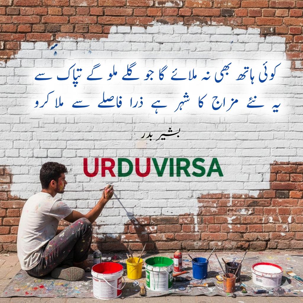 کوئی ہاتھ بھی نہ ملائے گا جو گلے ملو گے تپاک سے
یہ  نئے  مزاج  کا  شہر  ہے  ذرا  فاصلے  سے   ملا  کرو

بشیر بدر