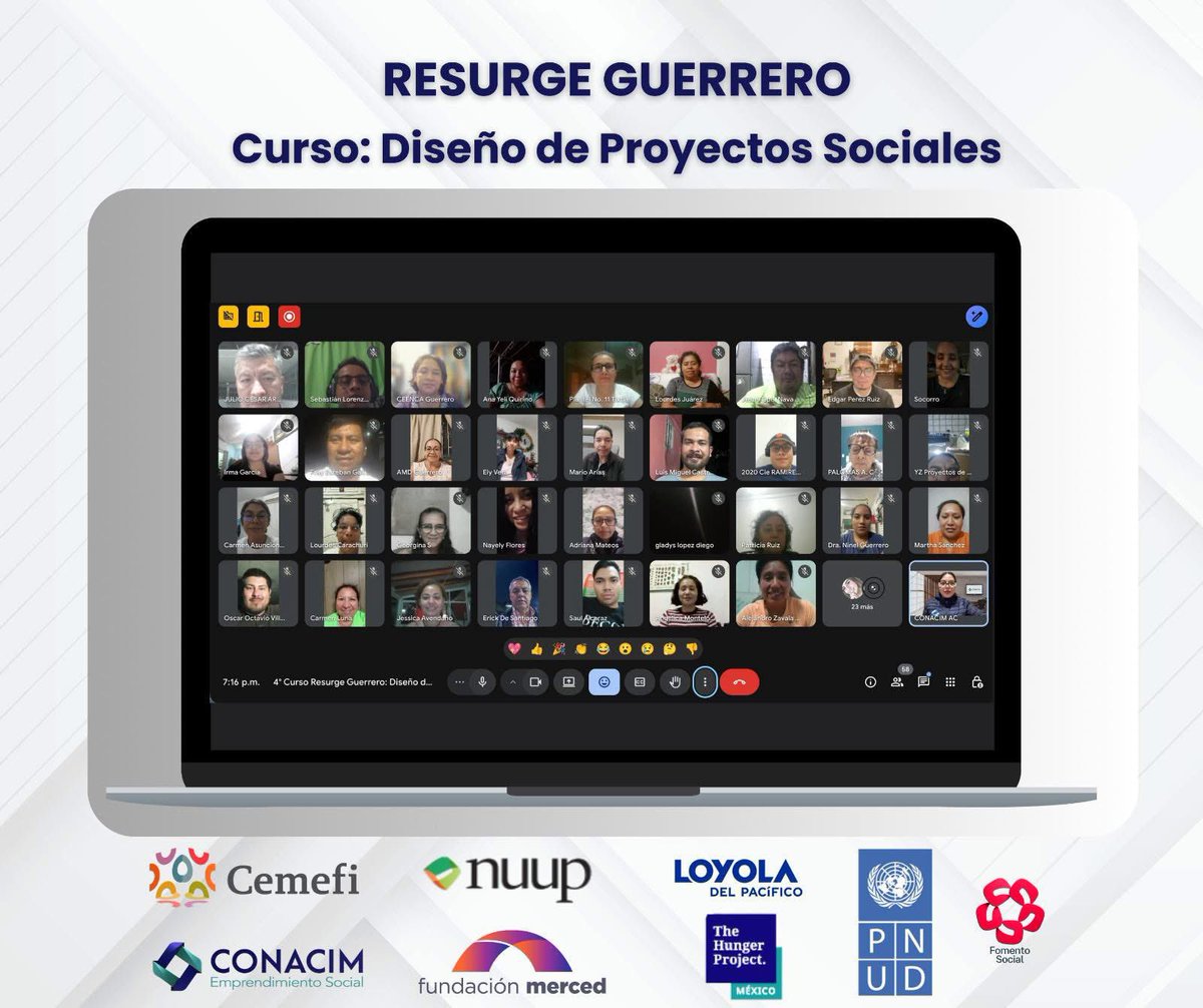 Finalizamos con éxito el cuarto curso del programa de fortalecimiento Resurge Guerrero, con la participación de 60 organizaciones de la sociedad civil.

Resurge Guerrero Fortalecimiento de OSC es una iniciativa creada por Centro Mexicano para la Filantropía Cemefi en colaboración