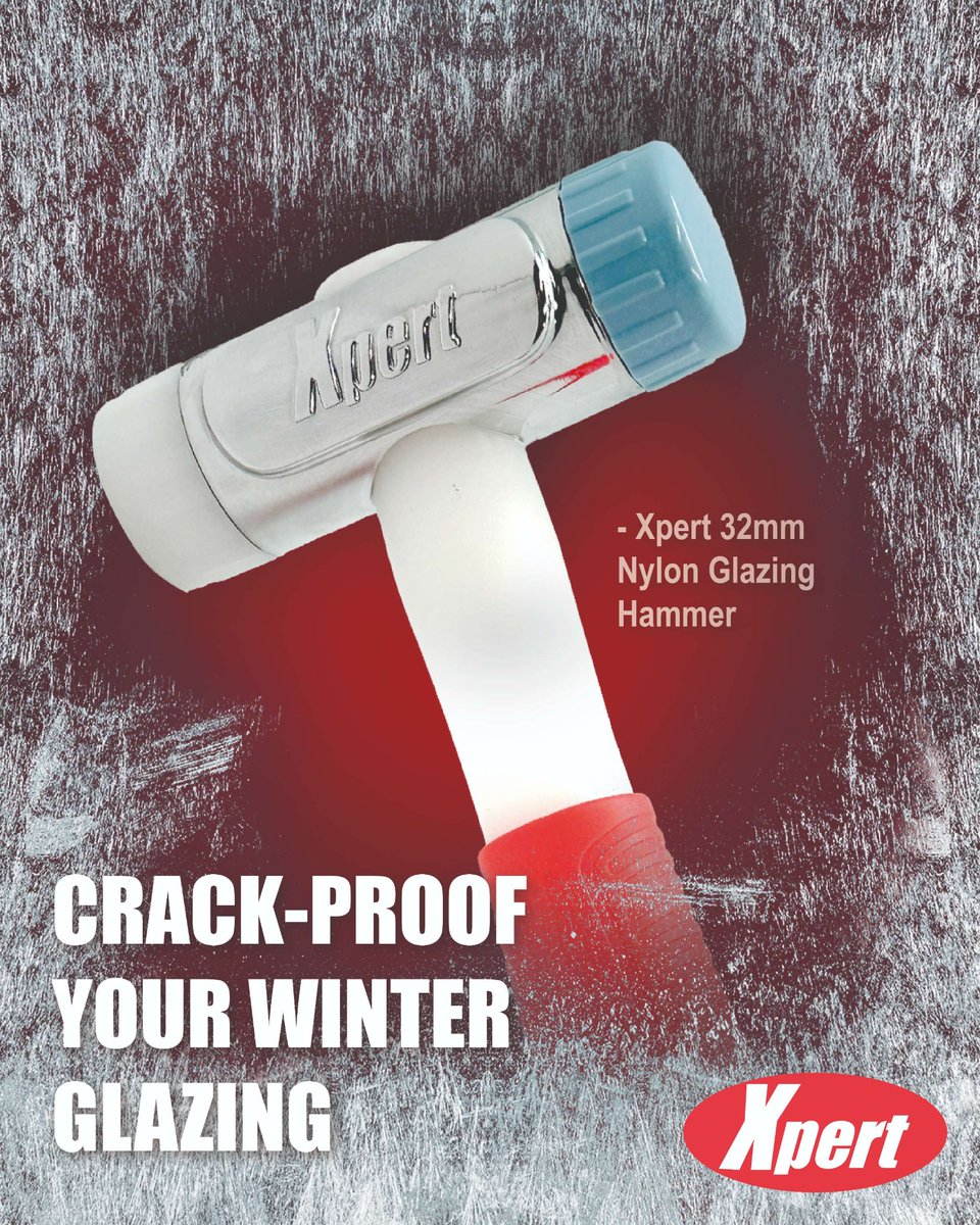 Crack-proof your winter glazing with the Xpert 32mm Nylon Hammer ❄️ PVC gets brittle in the cold, but the hammer’s soft blue nylon head absorbs shock, protects profiles, and gives you precise control with its balanced, trade-ready design. #Installers #Glazing #WinterReady
