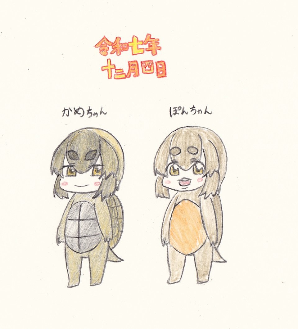 令和七年十二月四日！ かめちゃんとぽんちゃん！どっちも亀の妖です