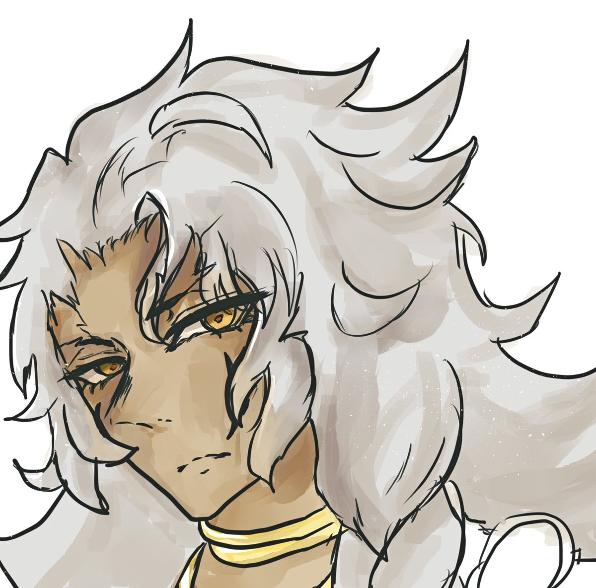 配布鯖さんを描こうとしたけどあまりの装飾の多さに顔あたりで終わってしまった落書き