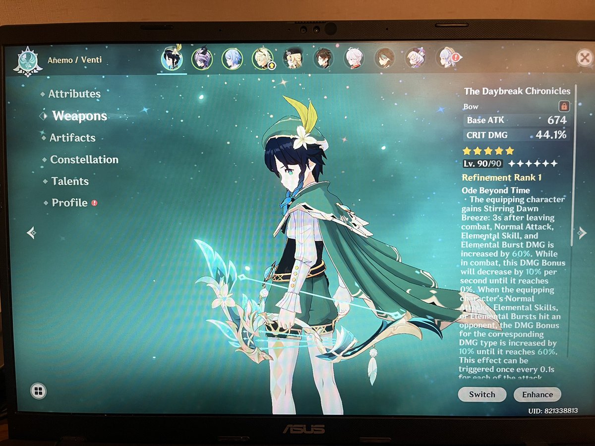 natsdeadinside's tweet photo. i am the luckiest venti main in the world… started off this patch w his c3 and ending with a new bis weapon and support for my king 🪄 ALL UNDER 200 WISHES 😭 https://t.co/UcZLvIOtpn