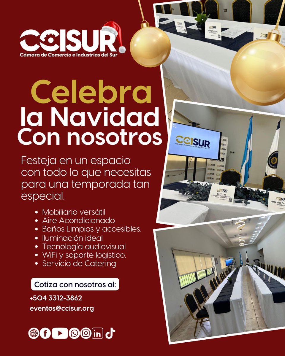 🎄Celebra la Navidad o cualquier ocasión especial en el   Salón de Eventos Víctor Wilson, un espacio equipado para garantizar   comodidad, elegancia y funcionalidad.

    📅 Reserve su fecha y realice su evento con excelencia.