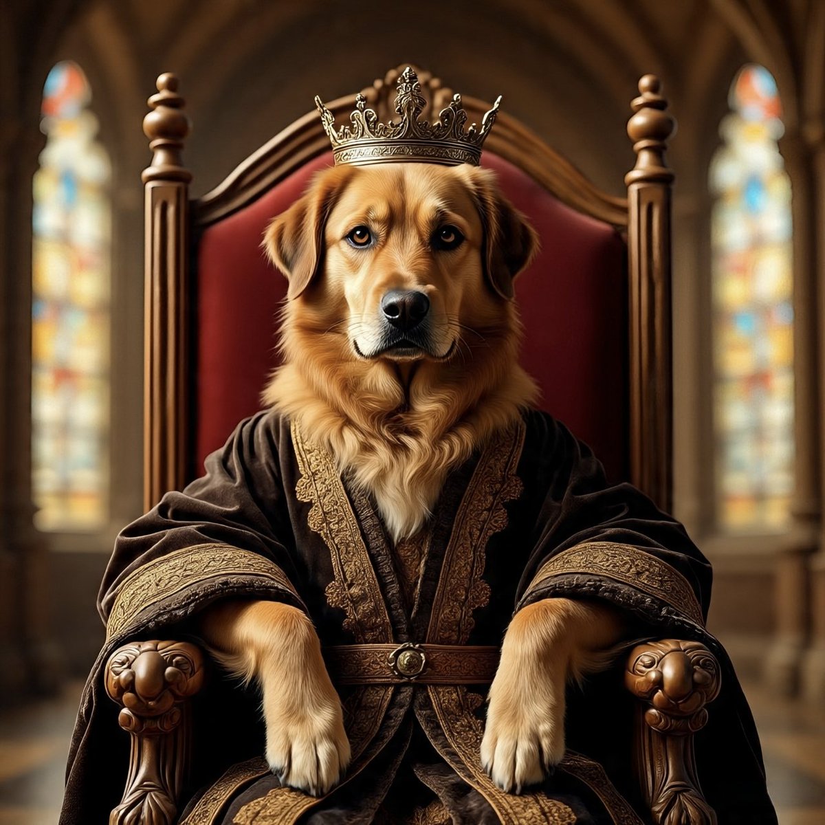 Sahadat12006's tweet photo. "His Majesty has arrived. Where are my treats, peasant? 🐾🤴"
#DogKing #RoyalVibes #AIArt #GoodBoy #KingOfDogs https://t.co/bgG5zIhUlK