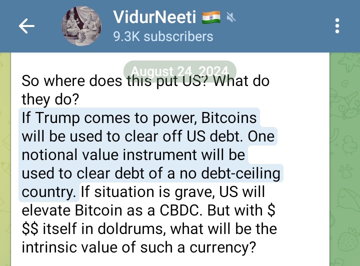 vidurneetiX's tweet image. You are late. President Trump has long back reaffirmed our views on bitcoin/crypto.

For 3+ years have been giving very specific predictions on crypto. See word-to-word match in below post- x.com/BitcoinMagazin…

Even government ministers have echoed our thoughts few weeks…
