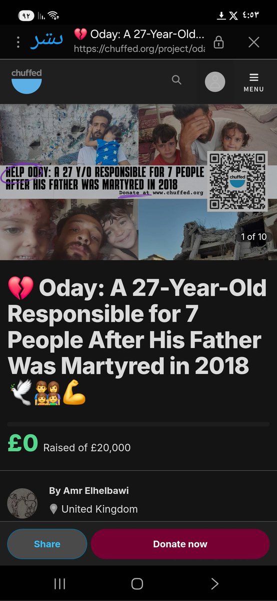 MatarOday5's tweet image. I FEEL DEEP SADNESS… I received any donations in over two days. 
My children can’t handle the freezing weather — their little bodies are shivering, and I feel helpless.  
I put my hope in God and in kind hearts. PLEASE don’t let us face the winter alone.

chuffed.org/project/oday