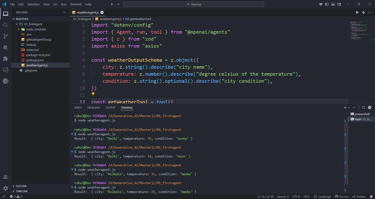 RahulDe13551305's tweet image. Day 4 of Building OpenAI Agents with @piyushgarg_dev r🚀🚀

✅ Learned about on How to get the structure Output from Agents or I can say that the exact what Output I want. 

@ChaiCodeHQ @piyushgarg_dev @Hiteshdotcom 

#OpenAI #GenerativeAI #chaicode #ai #agents