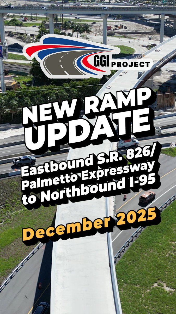 GoGGI_FDOT's tweet photo. Ramp J has come a long way in just one year. This vital connection from eastbound S.R. 826/Palmetto Expressway to northbound I-95 is showing major progress, with construction advancing steadily. Visit: https://t.co/83NetLqsBO #GoGGI #FDOT https://t.co/IVvYbPviQt