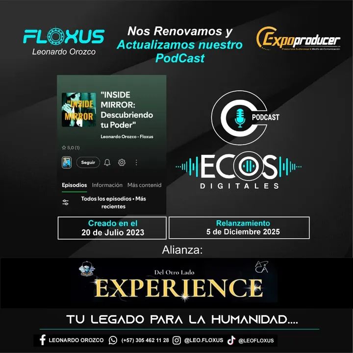 LeoFloxus's tweet photo. #floxus No te pierdas este gran relanzamiento de nuestro PodCast ECOS DIGITALES," Tú legado para la humanidad " donde conoceremos la historia de grandes empresarios, modelos, diseñadores , líderes de la industria de la moda. Estaremos en @acaparchamos https://t.co/dgchSUeTC8