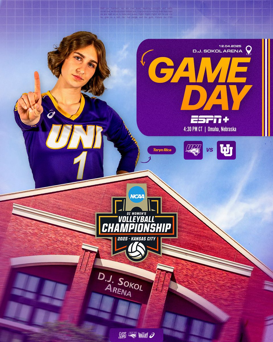 LET'S DANCE! 🏐 

🆚: Utah (NCAA Tournament)
📍: Omaha, Neb.
⏰: 4:30 p.m. CT
🏟️: D.J. Sokol Arena
📺: bit.ly/4rRO5FR
📊: bit.ly/4pPzPeU
📻: bit.ly/45MUSq6

#EverLoyal | #1UNI | #NCAAVB