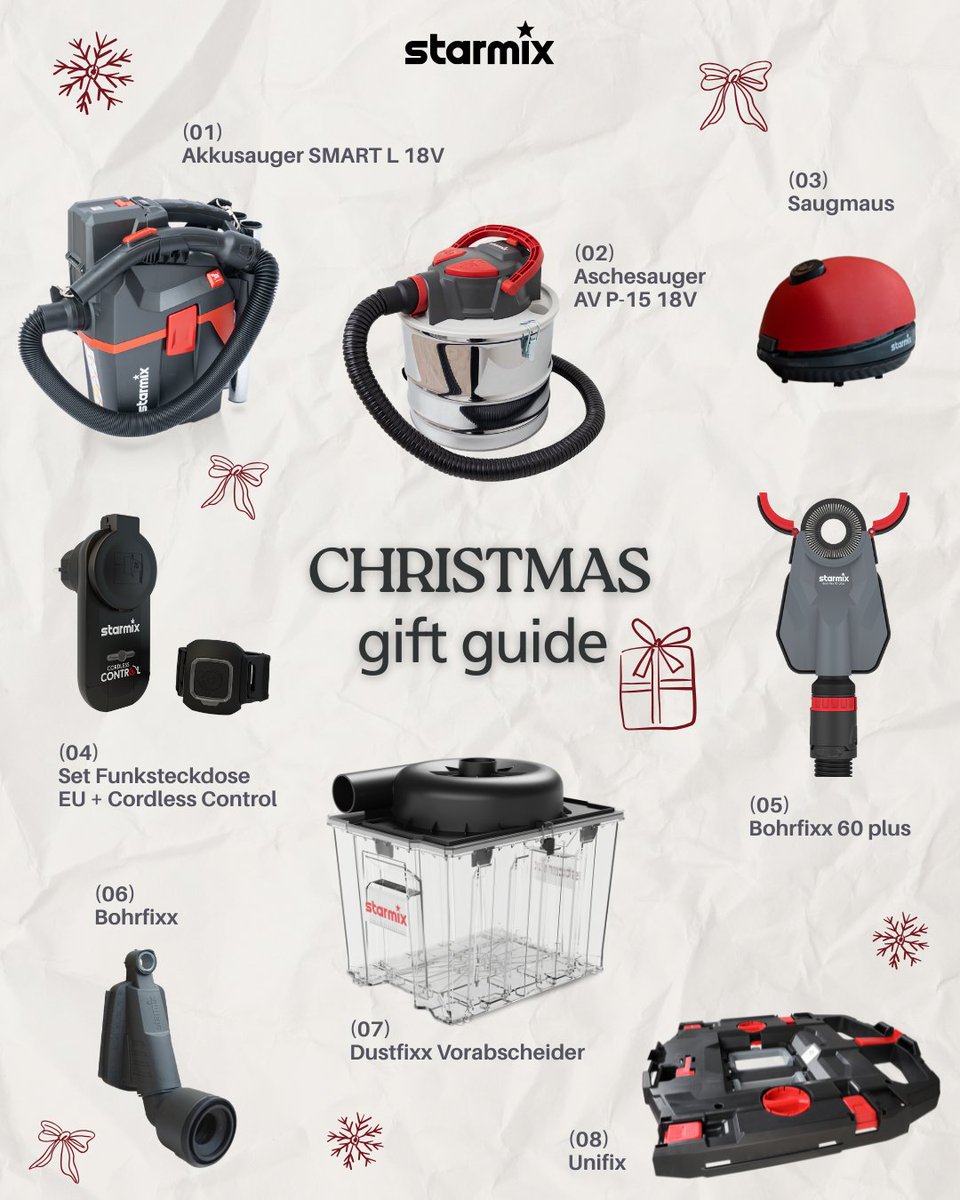 Weihnachtsgeschenk gesucht? 🎁✨
 Ob für Baustelle, Werkstatt oder Zuhause – diese Tools sorgen für mehr Power, Sauberkeit und Komfort. 🎅🔧
Welches starmix Produkt hättest du gerne zu Weihnachten?

#starmix #christmas2025 #geschenkideen #handwerk