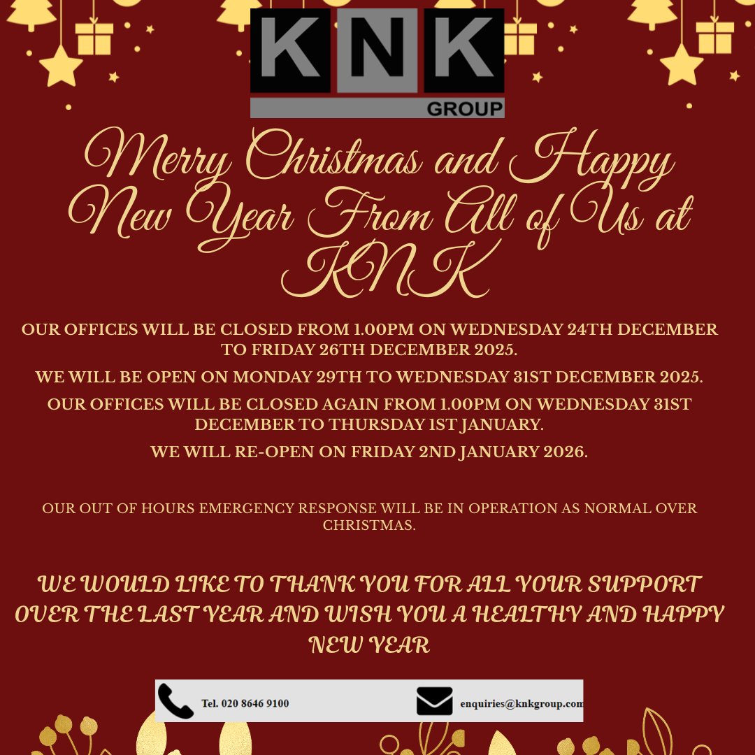 KNK Building Services Christmas Opening Times