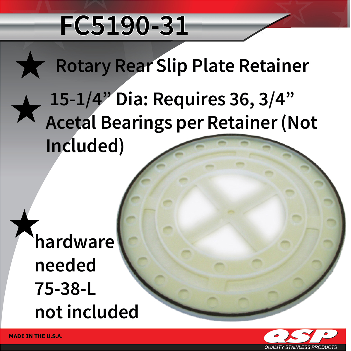 QualStainlessPr's tweet photo. Rotary Rear Slip Plate Retainer, 15-1/4" Dia: Requires 36, 3/4" Acetal Bearings per Retainer (Not Included) hardware needed 75-38-L not included
https://t.co/pB0VOcsSWc https://t.co/3jLVgIDtCH