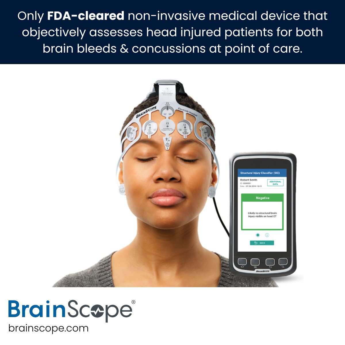 BrainScope's tweet image. BrainScope developed the first FDA-cleared AI/ML-enabled medical device in neurology—reported to aid in up to a 50% reduction in unnecessary head CTs and deliver more efficient emergency care for patients with mild traumatic brain injury. brainscope.com 

#BrainScope #AI