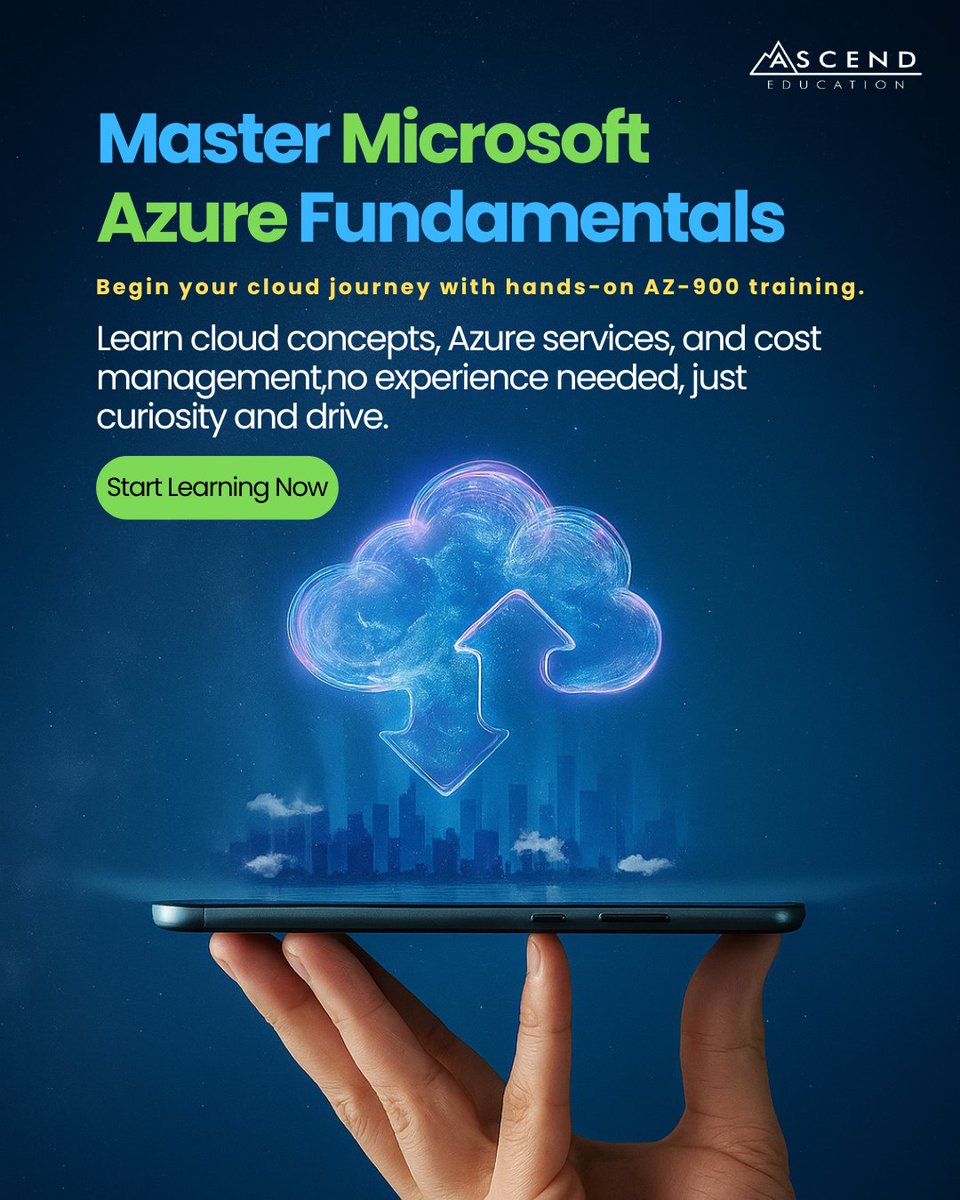 Ascend_EDU's tweet image. Not gonna lie, cloud is everywhere. ☁️
Learn Microsoft Azure Fundamentals (AZ-900) the real way, hands-on labs, simple language, no fluff.

Your IT career starts here.

#Azure #CloudSkills #AscendEducation