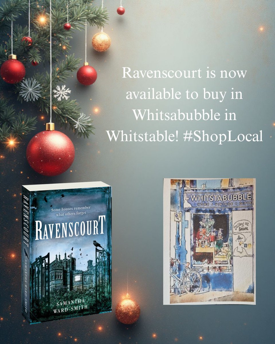 Signed copies of #Ravenscourt to buy in Whitsabubble, Whitstable, Kent, UK. Thursdays are not only late night shopping this month but also free parking in 2 car parks. No excuse not to #ShopLocal this Xmas. #Whitsabubble has lots of great gifts to go with your next #Gothic #book.