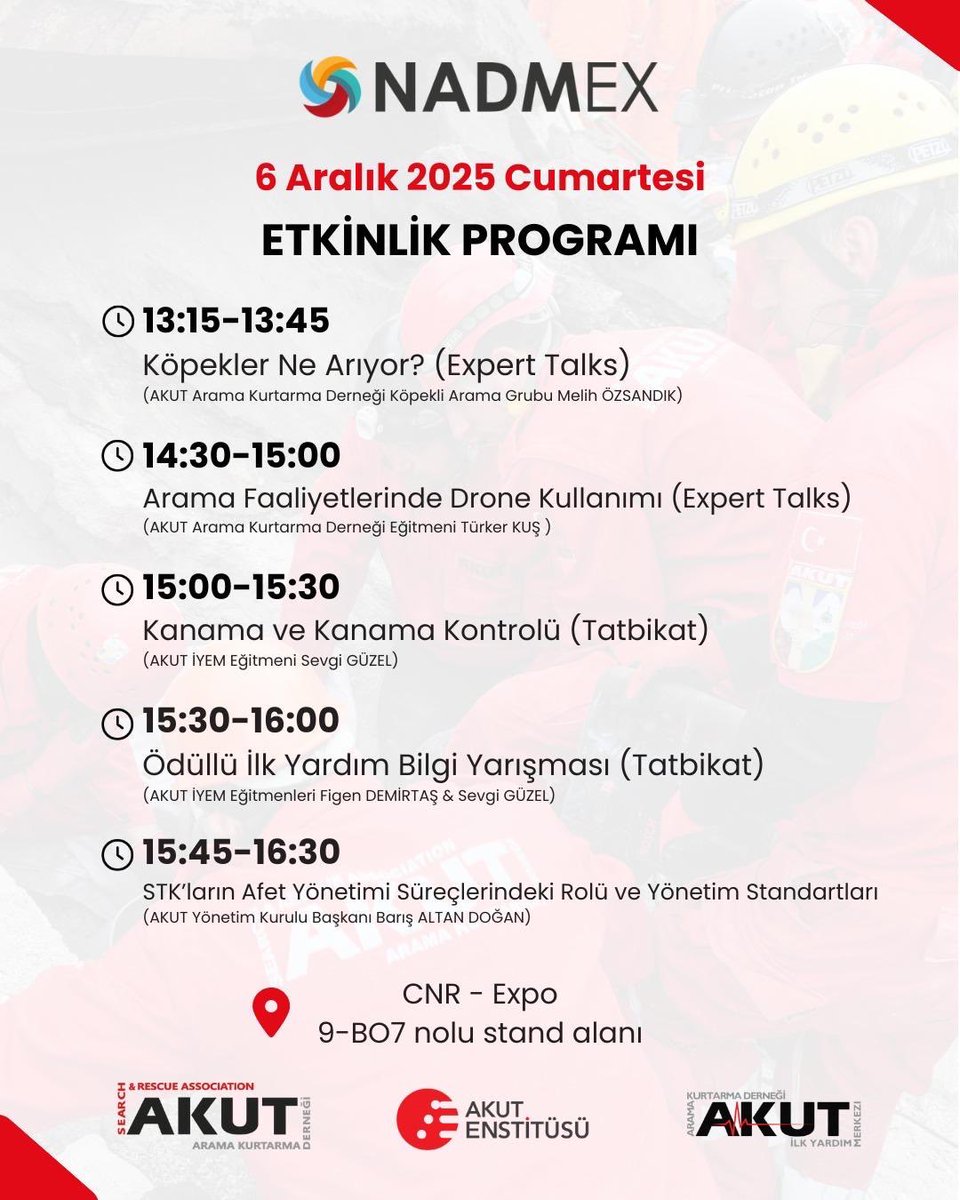 Fuardaki ilk günümüzün sonuna geldik. AKUT Enstitü olarak, 4–6 Aralık 2025 tarihlerinde düzenlenen NADMEX Fuarı’nda 9. Hol B07 numaralı standımızda katılımcılarımızı bekliyoruz.

<a href="/nadmex_/">Nadmex Fuar</a>