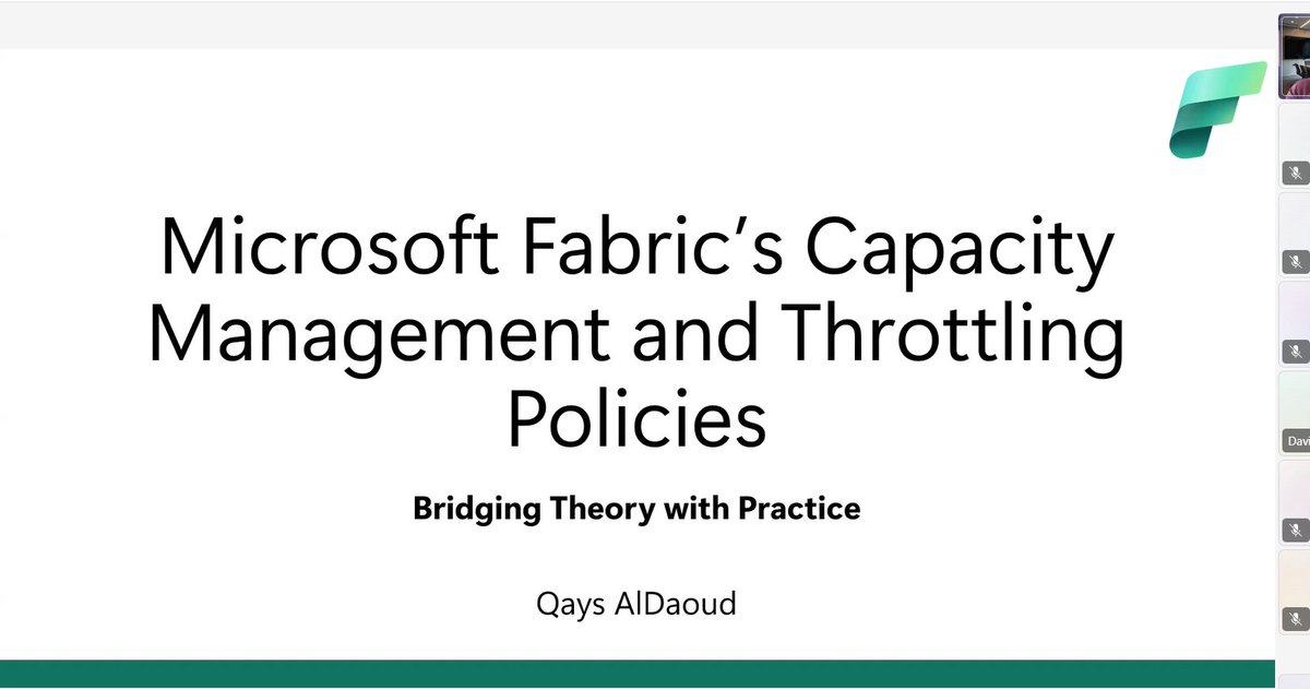 A tree-mendous thank you to Qays Aldaoud for today’s brilliant session on Fabric’s Capacity Management and Throttling Policies! What a perfect way to end a year filled with growth, learning, and community cheer! 🎄💡
