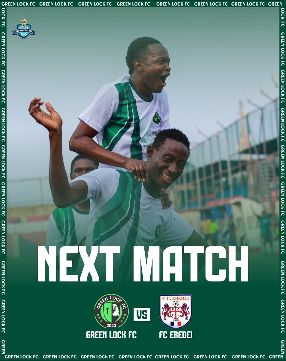 GreenLockFC's tweet image. UP NEXT

Our final game at the Cool Hopefuls Cup
#greenlockfc #lockin 
#ignitethegameignitethefame