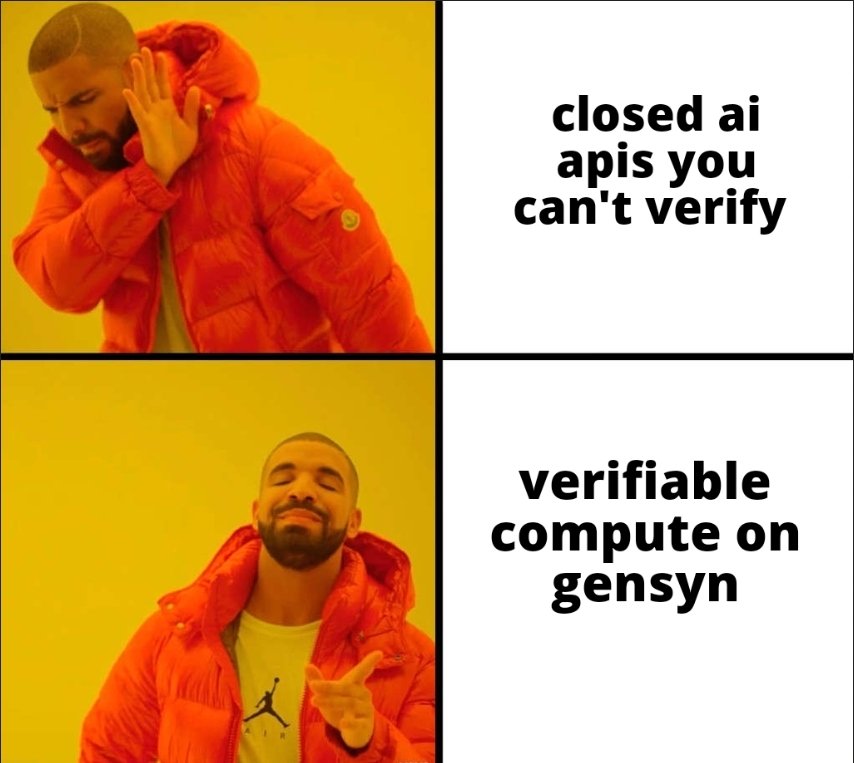 closed Ai apis give you results you can't verify.
<a href="/gensynai/">gensyn</a> gives you verifiable reproducible compute you can trust. such an easy choice