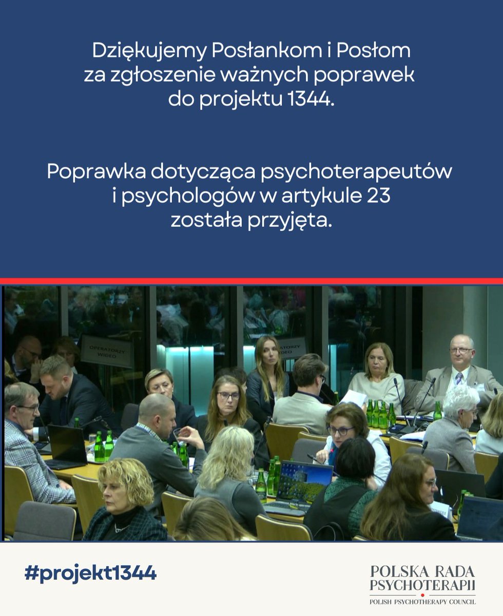 Przyjęta została poprawka, która precyzyjnie rozdziela świadczenia psychologiczne od psychoterapeutycznych: facebook.com/share/p/17stM6… - to wzmocni jakość usług i bezpieczeństwo osób korzystających z pomocy. Dziękujemy <a href="/MGolbik/">Marta Golbik</a> <a href="/PatrykWicher1/">Patryk Wicher</a> @AgaBak 

<a href="/MRPiPS_GOV__PL/">Ministerstwo Rodziny, Pracy i Polityki Społecznej</a> <a href="/MZ_GOV_PL/">Ministerstwo Zdrowia</a>