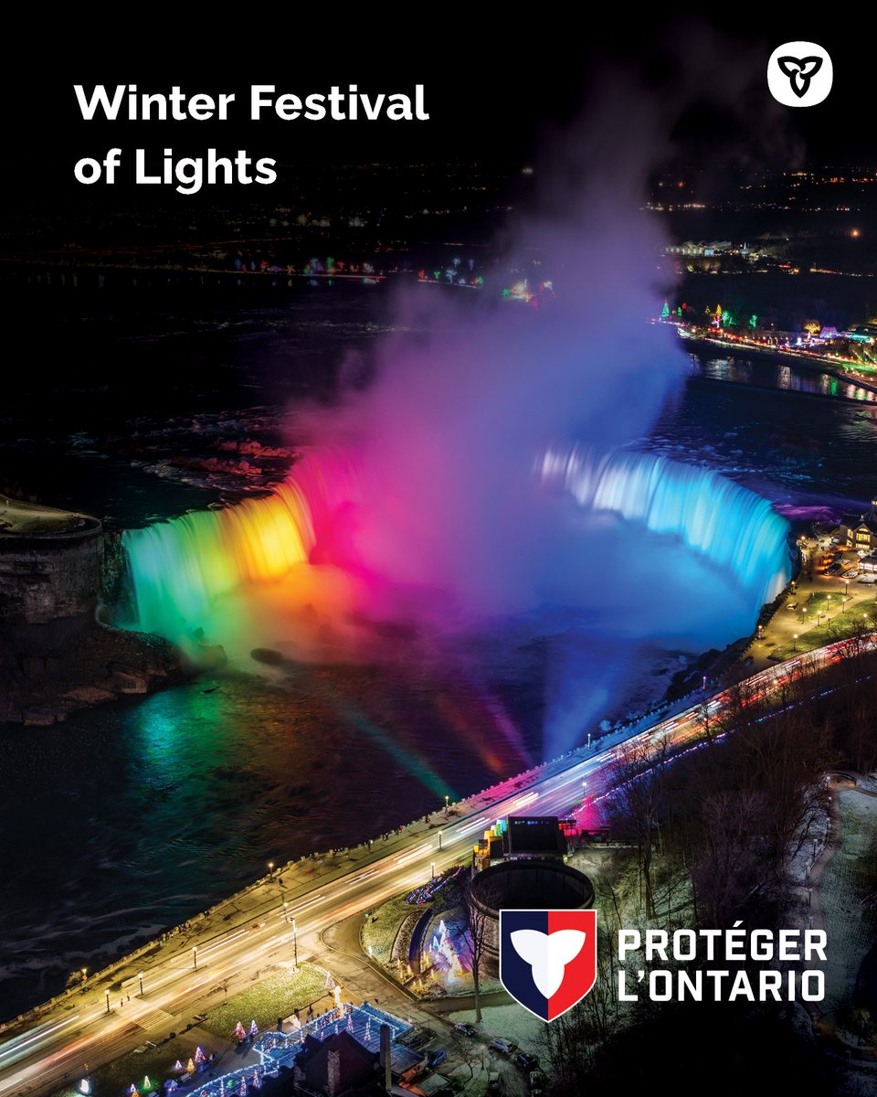 Venez admirer des millions de lumières éblouissantes pendant les Fêtes au Winter Festival of Lights à Niagara Falls. wfol.com 

Nous sommes heureux de contribuer à l’allégresse générale en finançant cet événement dans le cadre de notre programme Expérience Ontario.