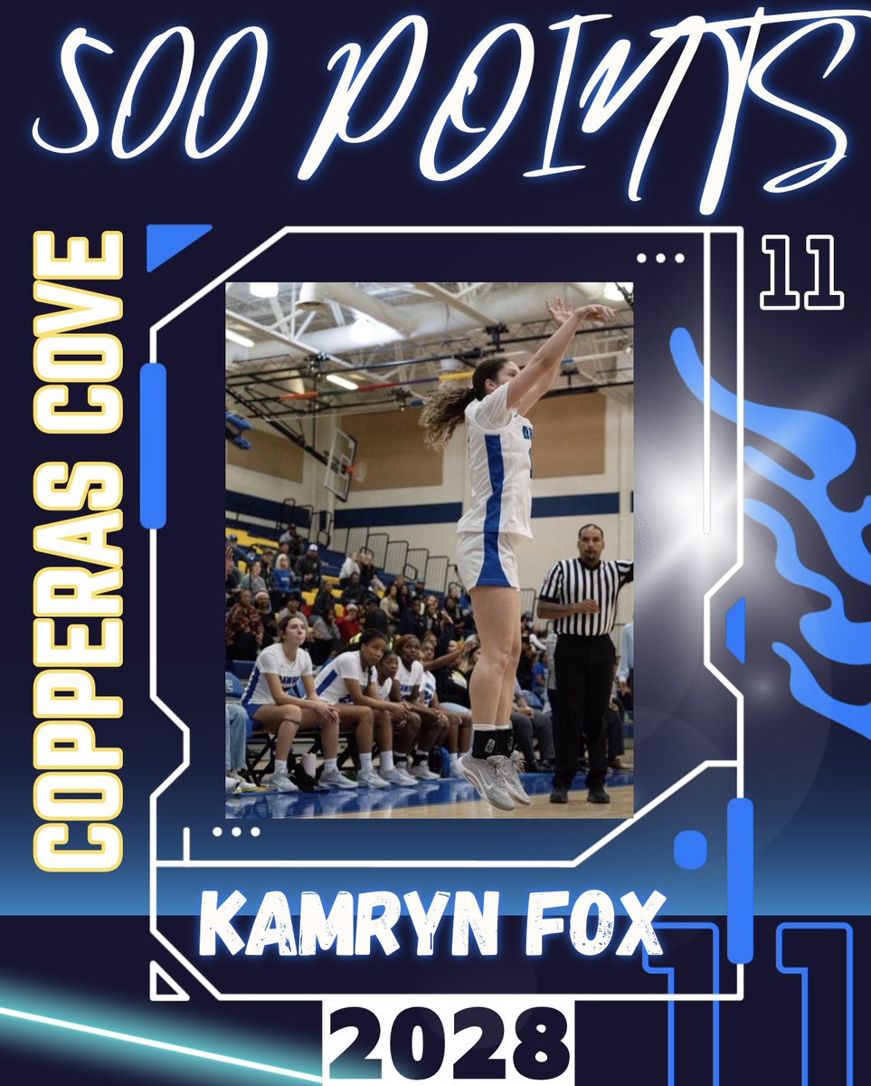 5’8” 2028 <a href="/KamrynFox23/">Kamryn Fox</a> passed 500 varsity points earlier this season and is on her way to 1000🔥
Soph guard for 6A Copperas Cove is currently ranked #40 in Texas in 2028 class‼️
<a href="/johnpatt1234/">John Patterson</a>