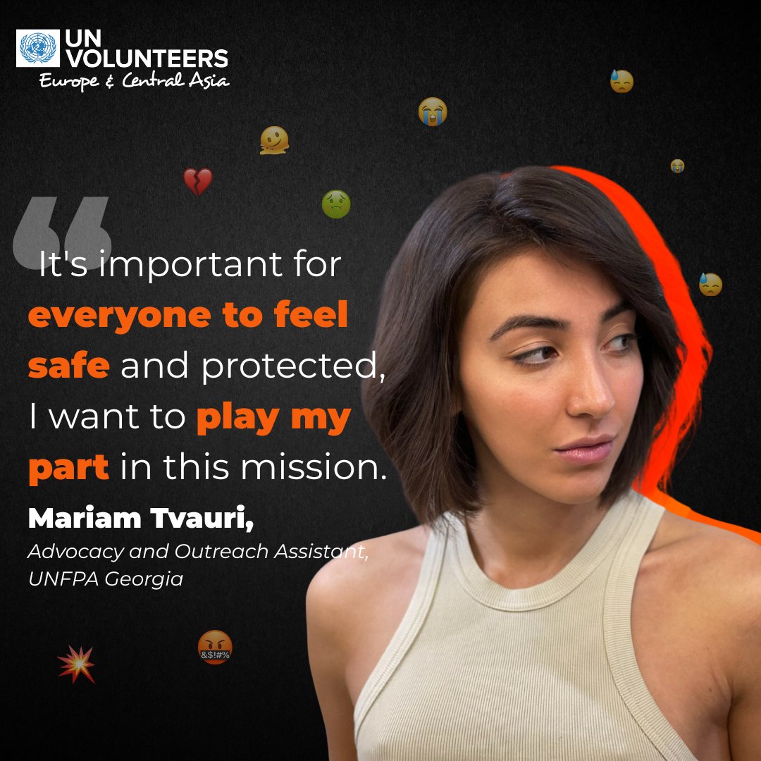 UNVEurasia's tweet image. #Day10 

Big or small, every act matters in eliminating gender-based violence. 

Mariam volunteers to support women and girls and make their voices heard. 

Spread her message.