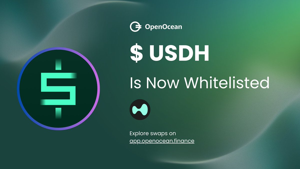 We've whitelisted $USDH for trading on the OpenOcean Router

- Backed by US treasuries and hard cash
- Fully composable within the Hyper ecosystem
- DCA out into #USDH with OpenOcean

📎  app.openocean.finance/swap/hyperevm/…