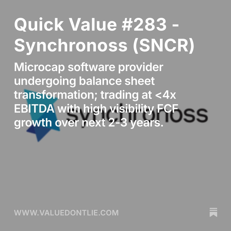 Link to my write-up on $SNCR back in Sep 2025 (paywall removed):

valuedontlie.com/p/quick-value-…